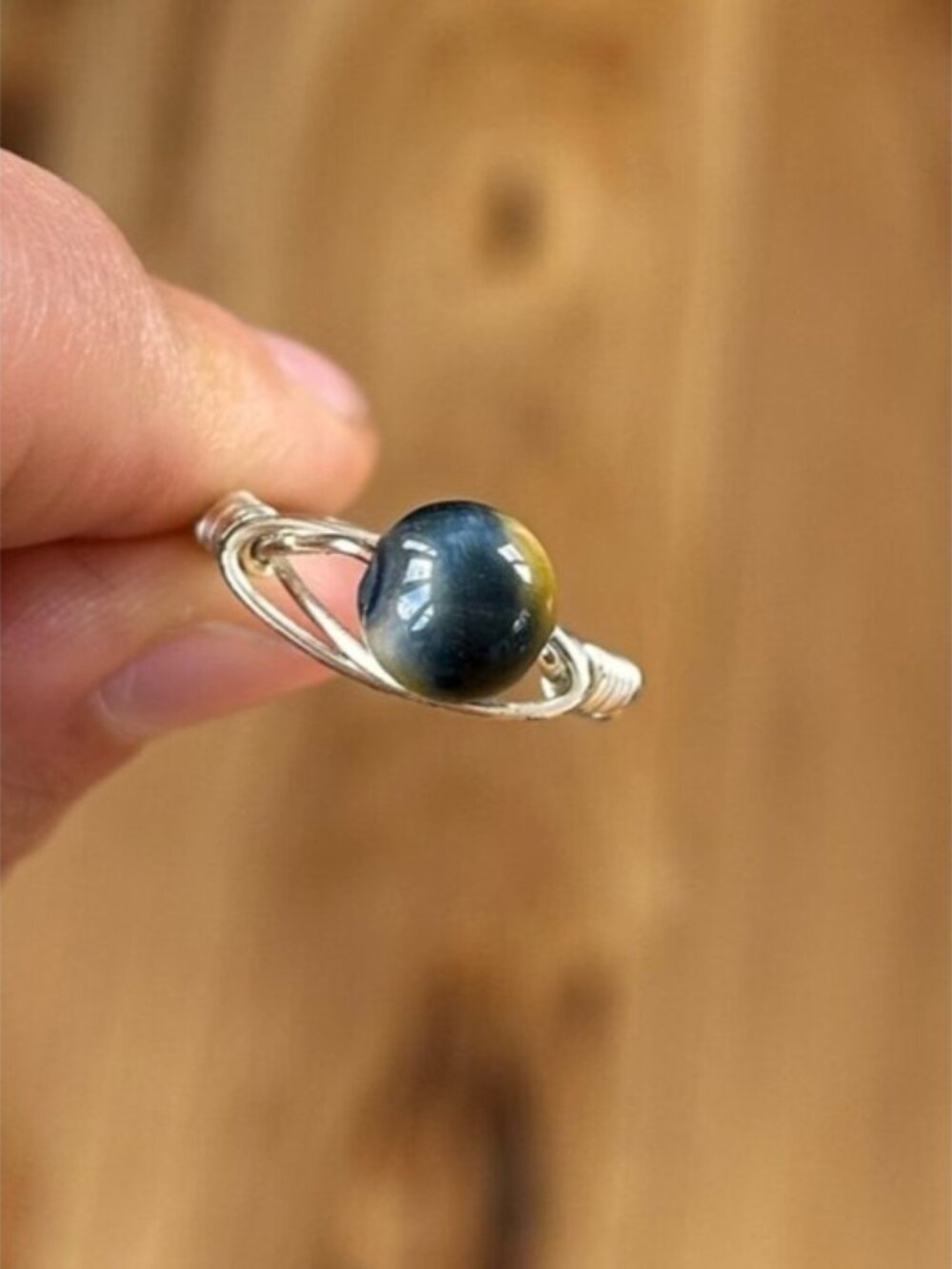 Cat's Eye Wire-wrapped Ring